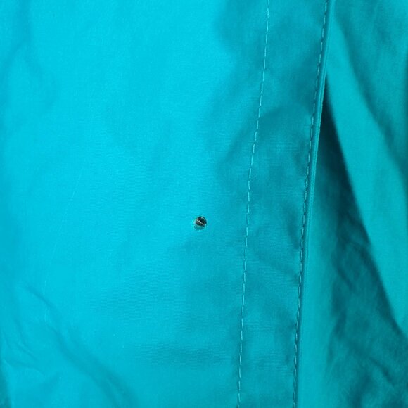 Woman Within 4X Teal Hooded Nylon-Coated Jacket W/ Drawstrings & Extra Button - Picture 2 of 7